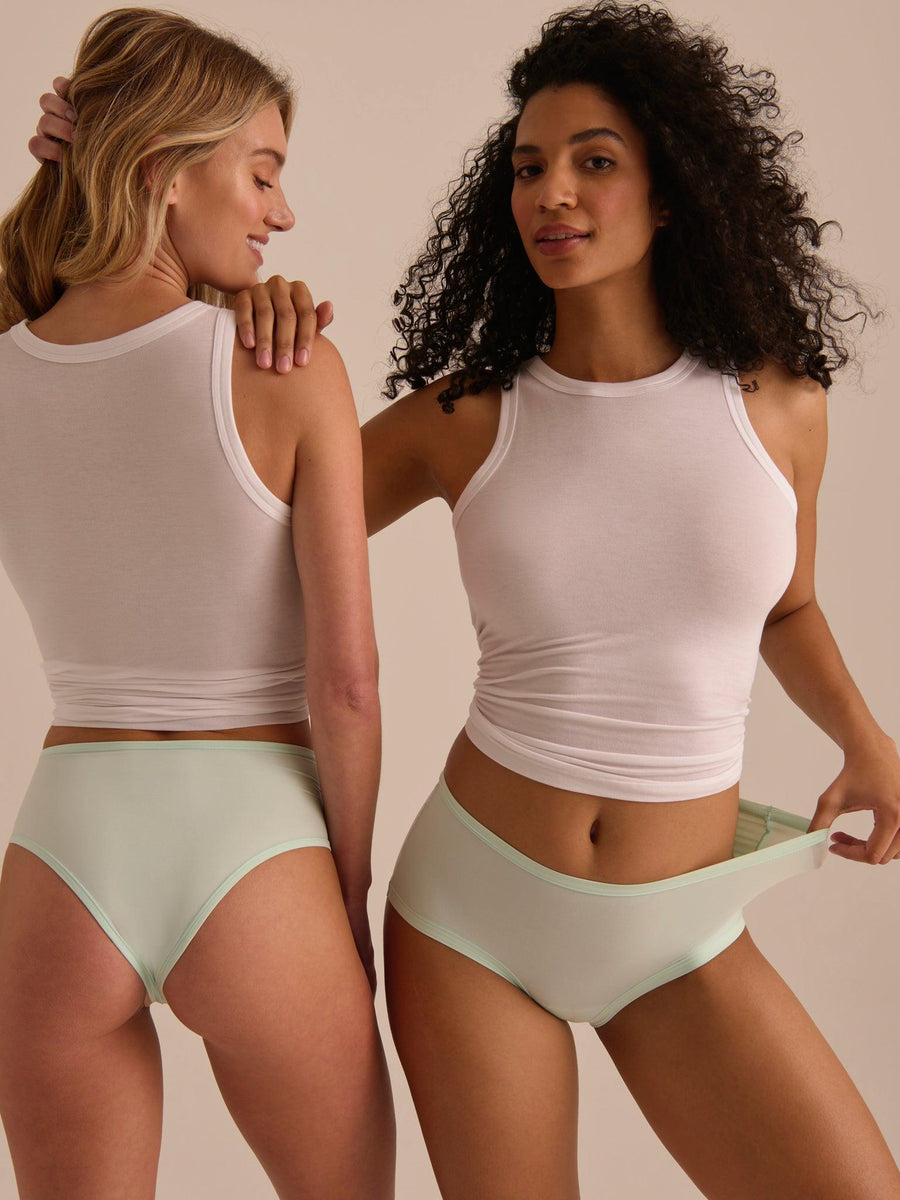 Crystal Clear Blue YourFit™ Boyshort Panties - Two Models Front & Back | Hanky Panky