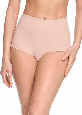 YourFit™ High Rise Boyshort Almond Milk Neutral - Front View On Model | Hanky Panky