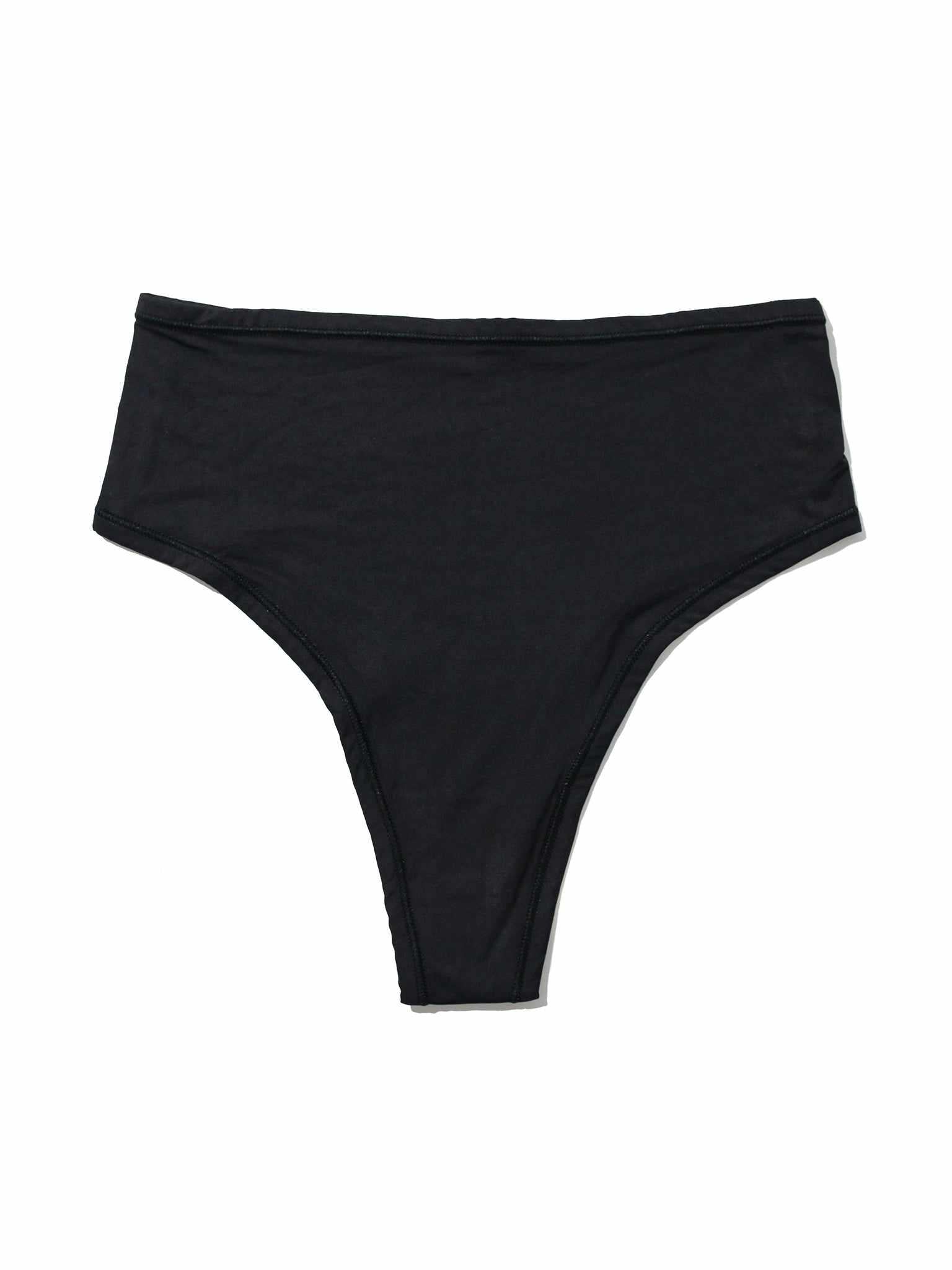 Black YourFit™ High Rise Thong - Flat Lay Front View, Buttery Smooth Fabric | Hanky Panky