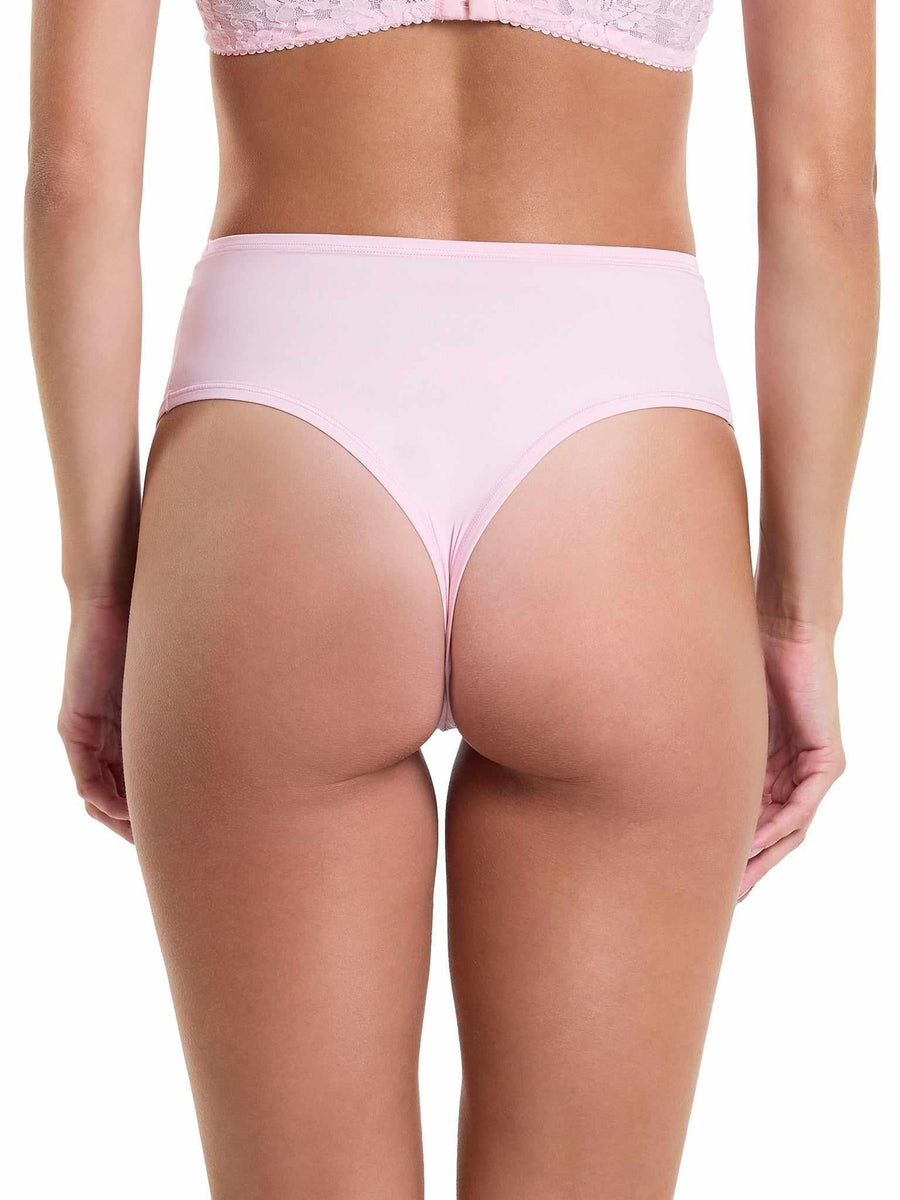 Bliss Pink YourFit™ High Rise Thong - Back View On Model, Seamless High Rise Fit | Hanky Panky