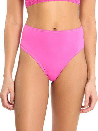 YourFit™ High Rise Thong Marmalade Pink - Front On-Model View, High-Cut Seamless Fit, One Size | Hanky Panky