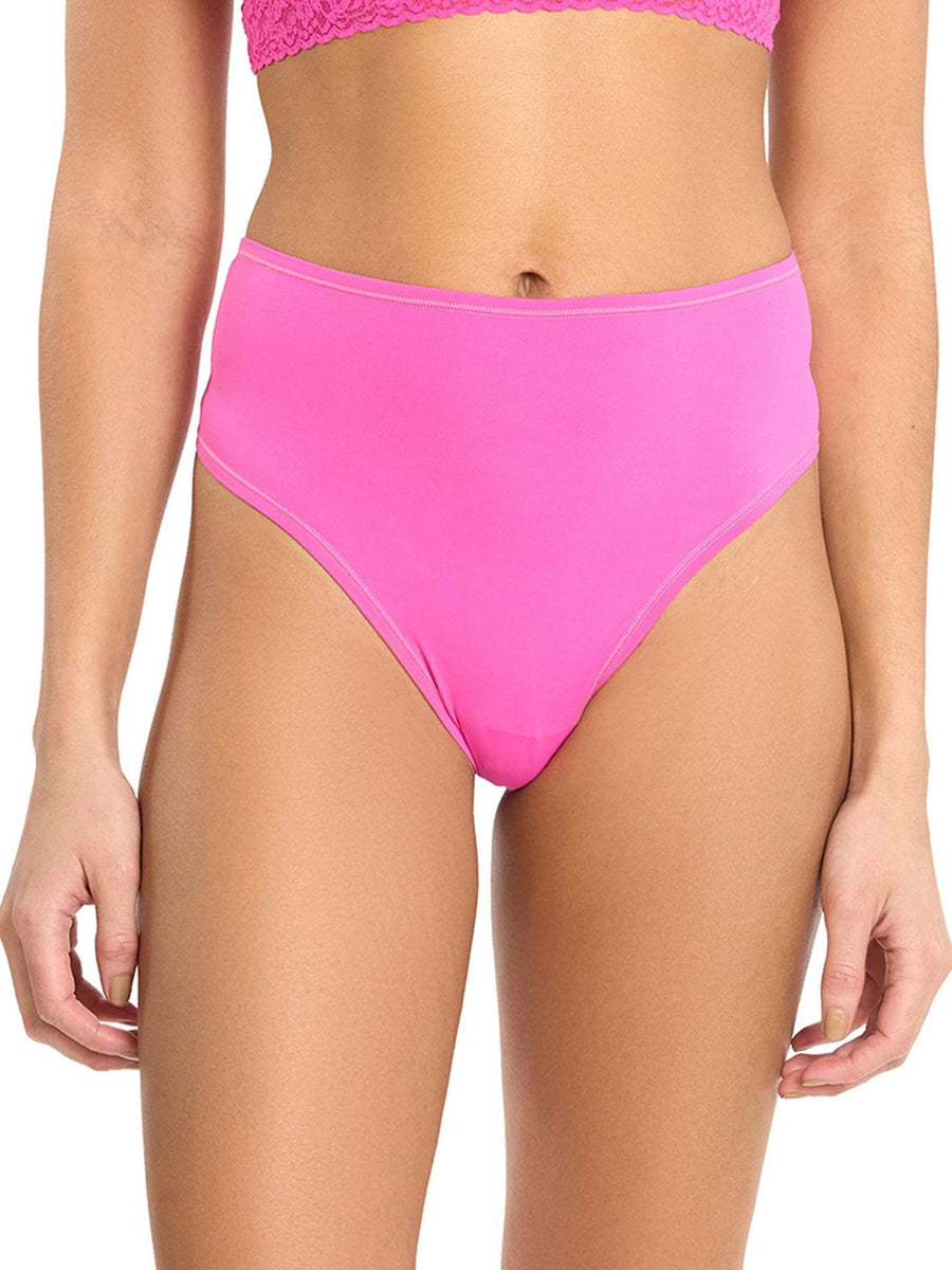 YourFit™ High Rise Thong Marmalade Pink - Front On-Model View, High-Cut Seamless Fit, One Size | Hanky Panky