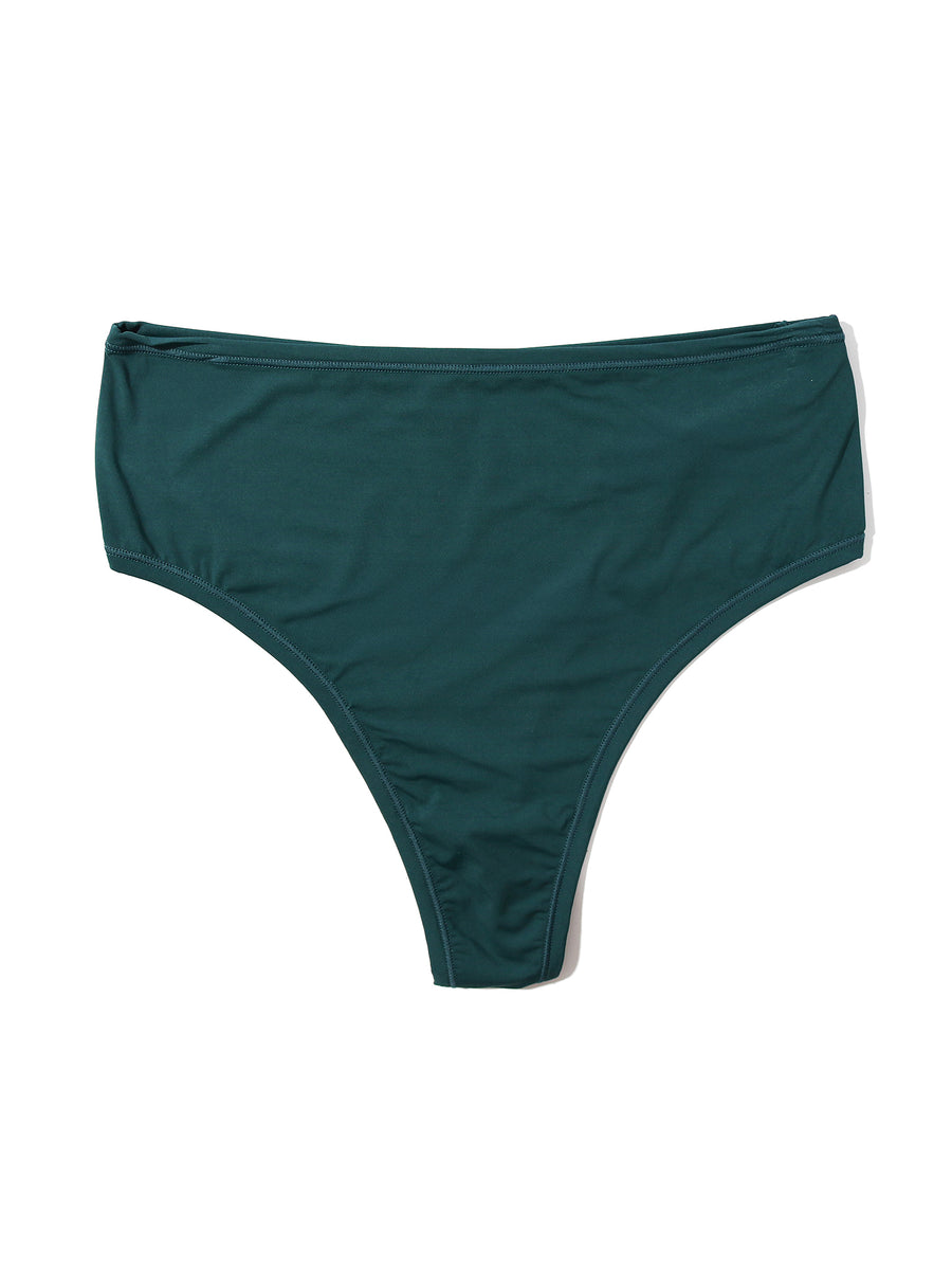 Mountain Green YourFit™ High Rise Thong - Flat Lay Detail | Hanky Panky