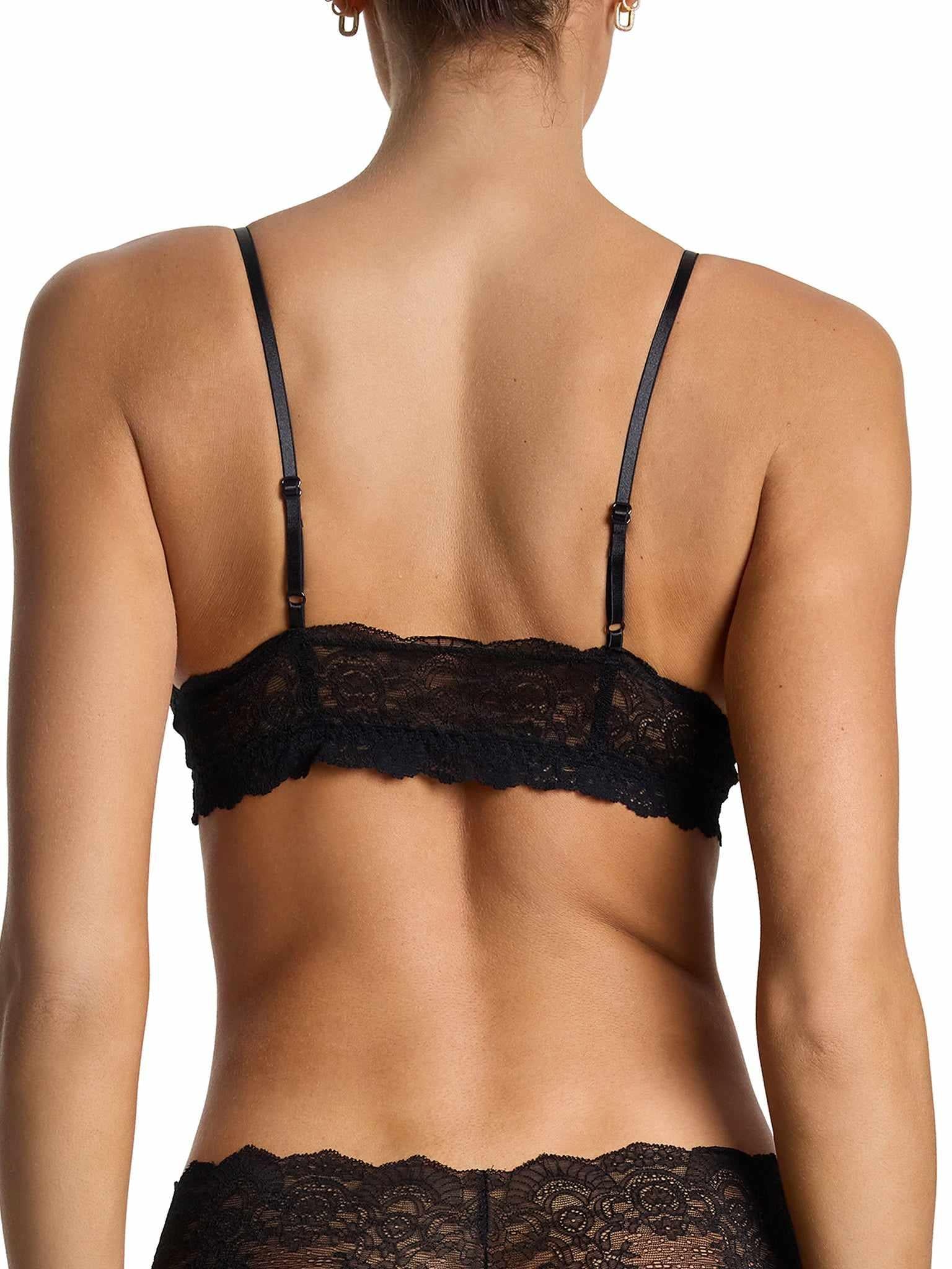 Black &oh™ Luxe Lace Open Bralette with adjustable straps - Back View On Model | Hanky Panky