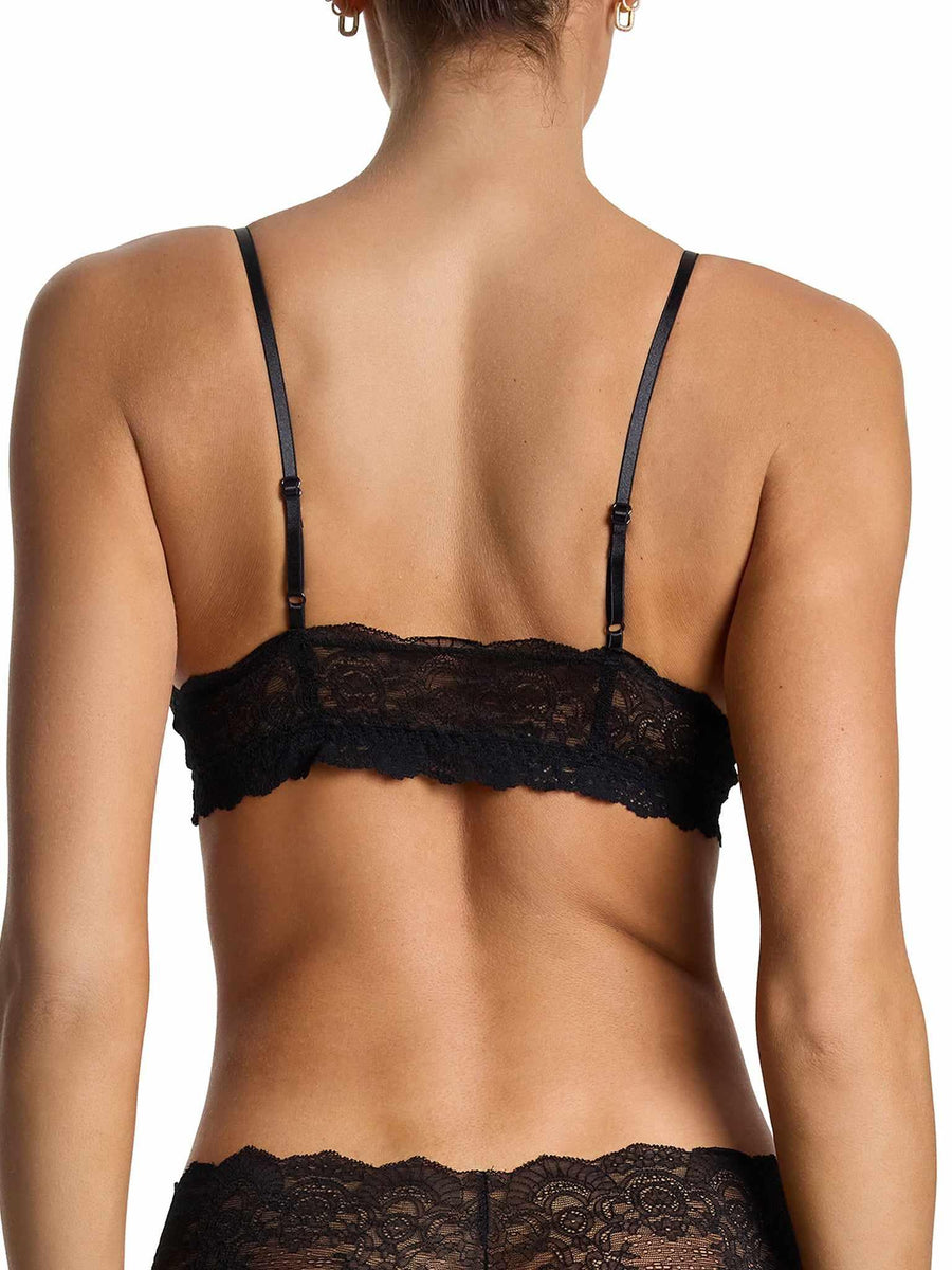 Black &oh™ Luxe Lace Open Bralette with adjustable straps - Back View On Model | Hanky Panky