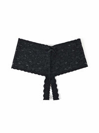 Retro Lace Crotchless Thong-BLACK-Hanky Panky