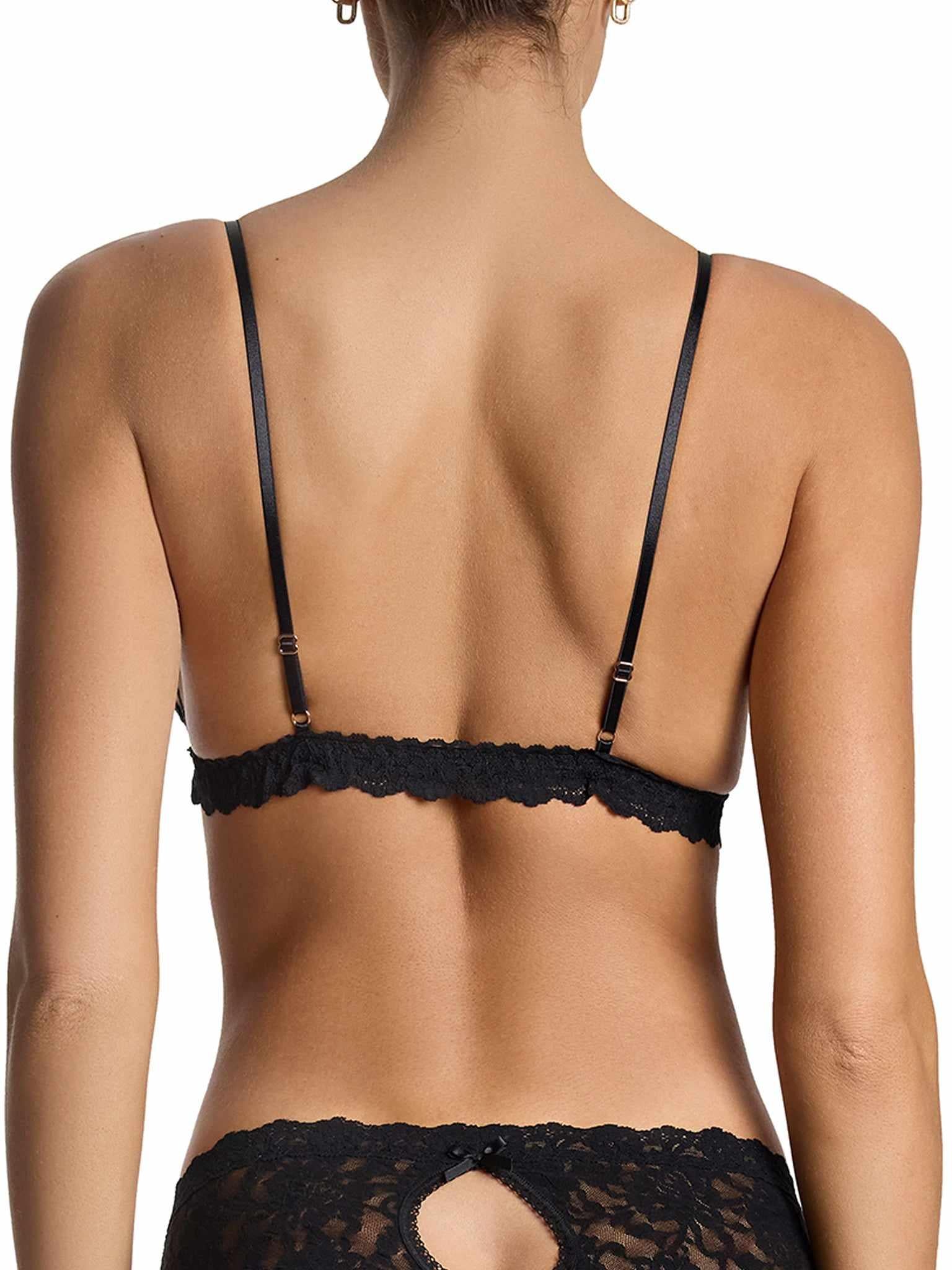 &oh™ Trina Black Lace Bralette - Back View, Adjustable Straps and Scalloped Band | Hanky Panky