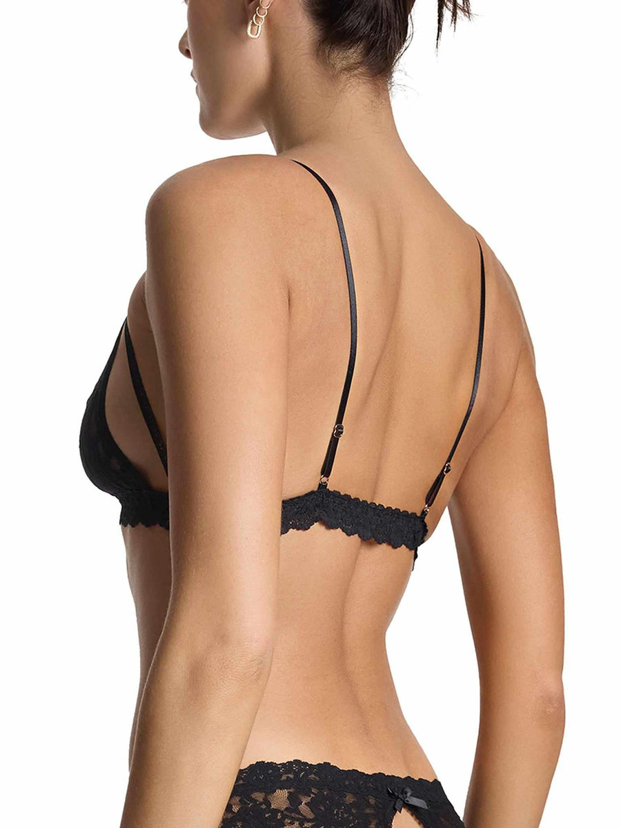 &oh™ Trina Black Lace Bralette - Side Back Angle, Strappy Open Back Detail | Hanky Panky