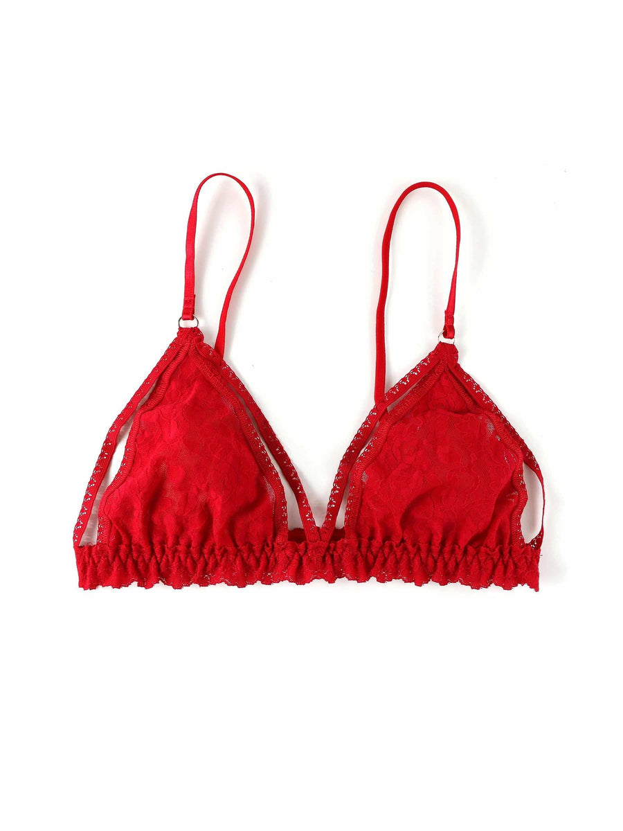 &oh™ Trina Red Lace Bralette - Flat Lay Scalloped Hem Triangle Style | Hanky Panky