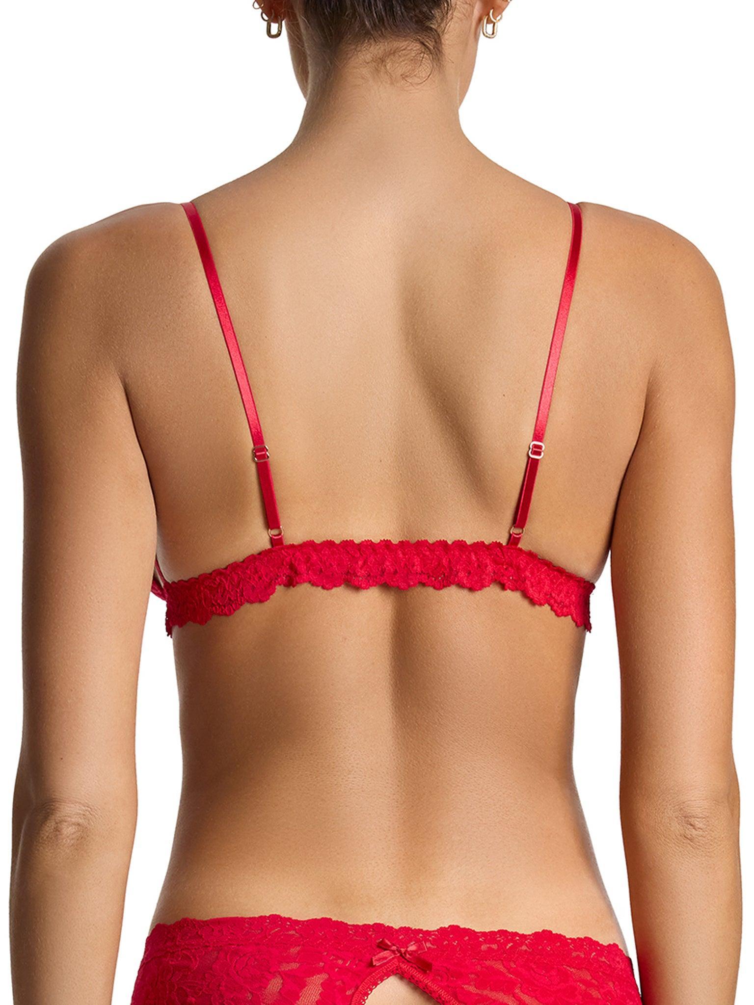 &oh™ Trina Red Lace Bralette - Back View Adjustable Straps On-Model | Hanky Panky