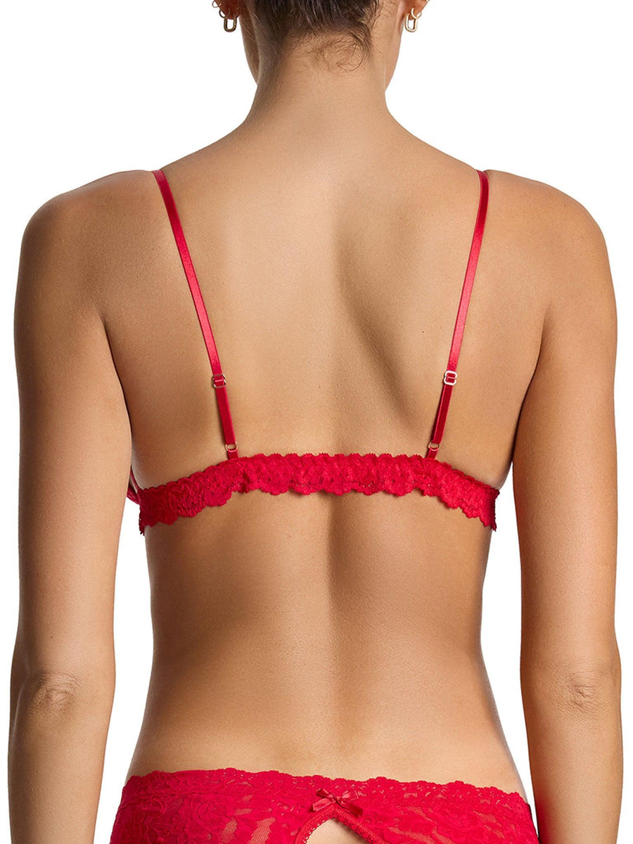 &oh™ Trina Red Lace Bralette - Back View Adjustable Straps On-Model | Hanky Panky
