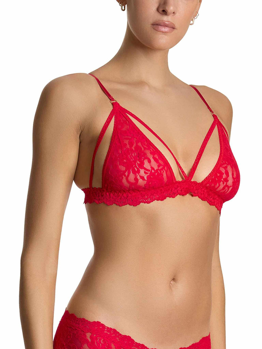 &oh™ Trina Red Lace Bralette - Front Close-Up Strappy Triangle Detail | Hanky Panky