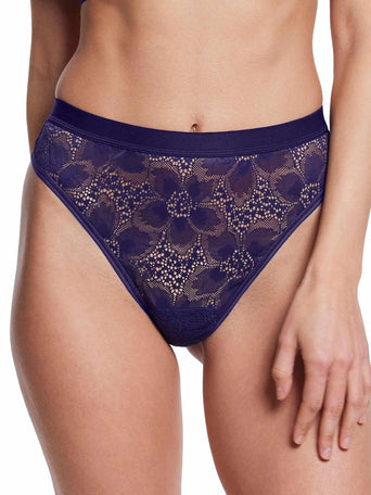 &oh™ Tropical Storm Lace Thong Summer Rain Purple - Front View | Hanky Panky