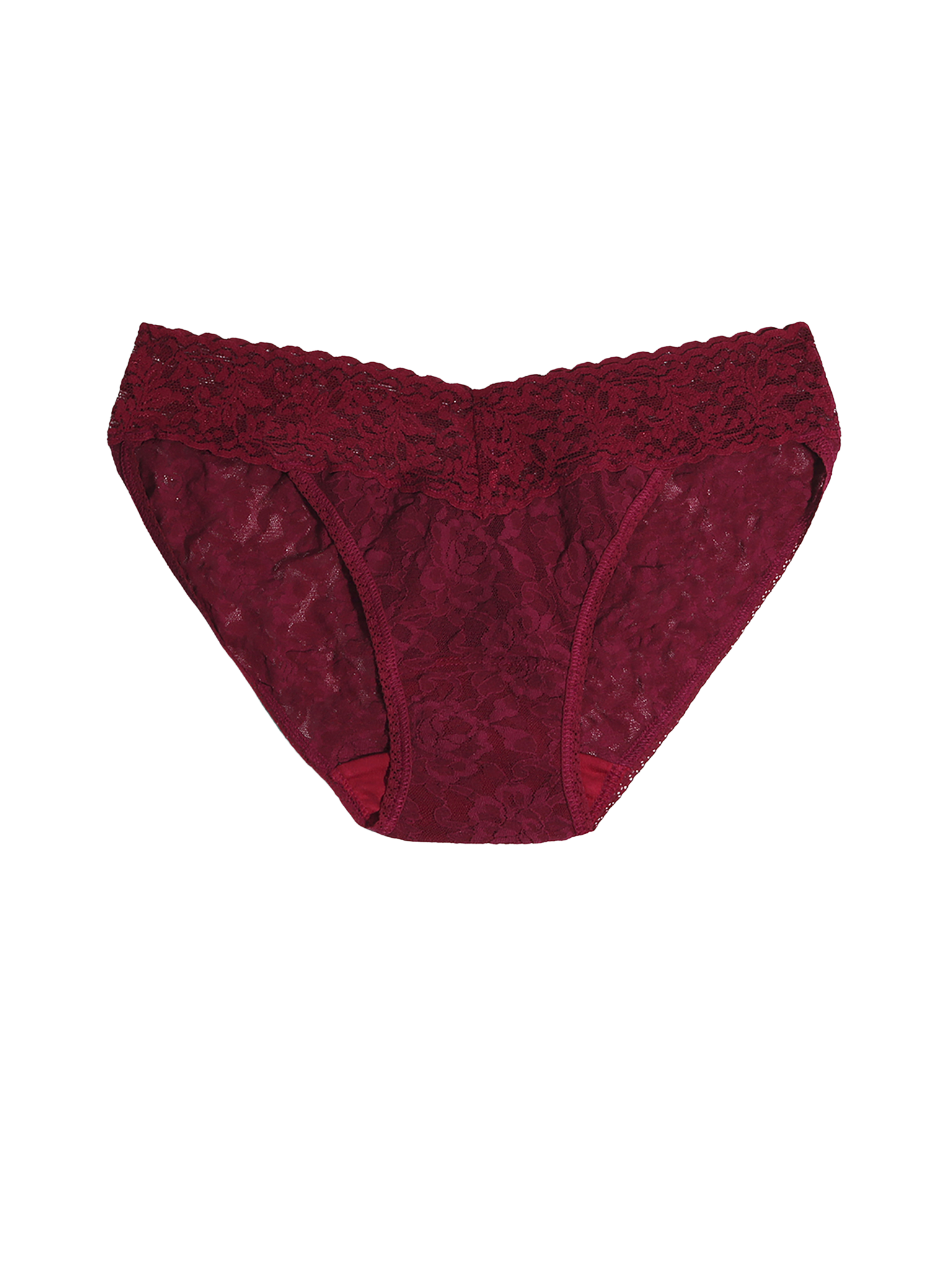 Dark Pomegranate Red Signature Lace® V-Kini - Flat Lay Detail | Hanky Panky