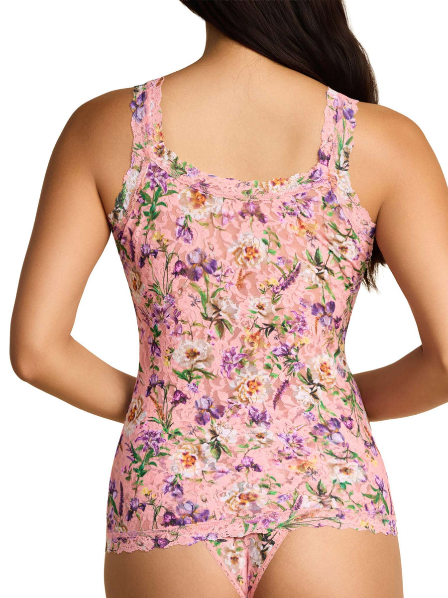 Printed Signature Lace® Classic Cami Fawning Flora Coral Pink - Back View On Model | Hanky Panky
