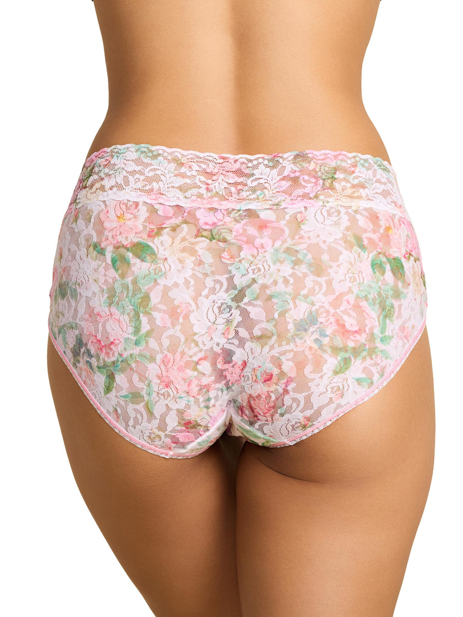 Rococo Rose Pink Floral Lace French Brief Full Coverage - Back View | Hanky Panky