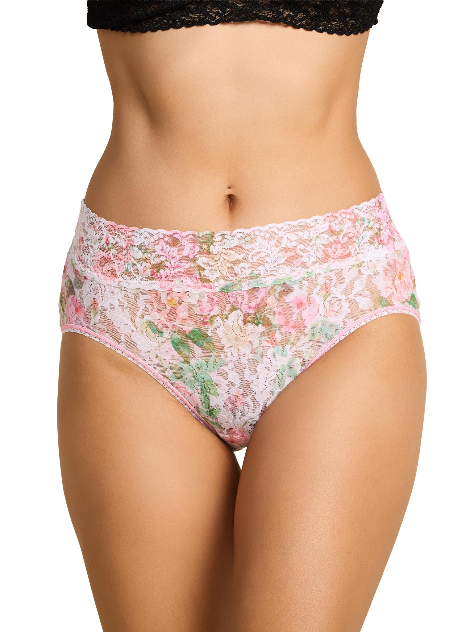 Floral lace underwear on a white background