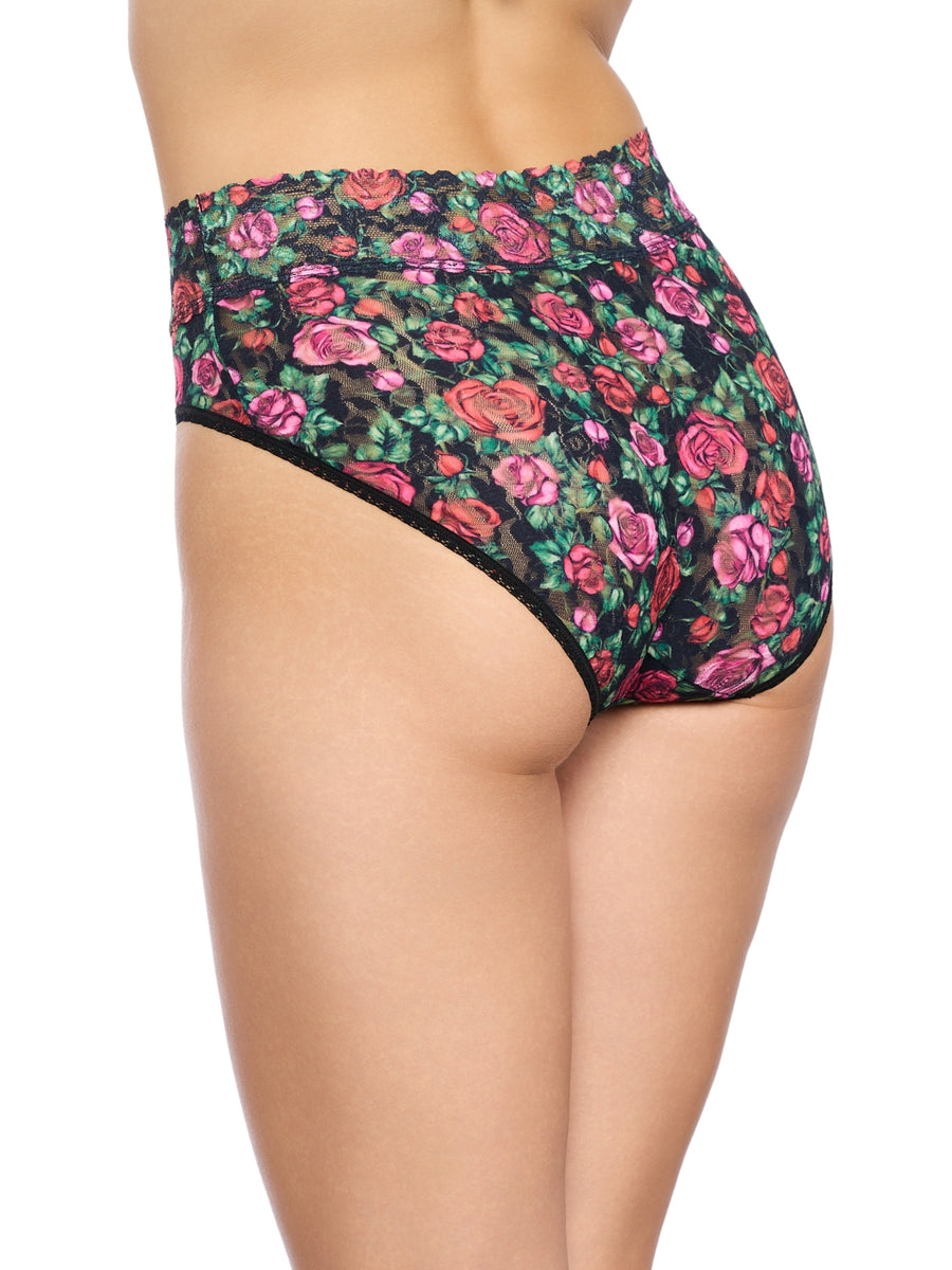 Printed Signature Lace® French Brief Bed of Roses Black