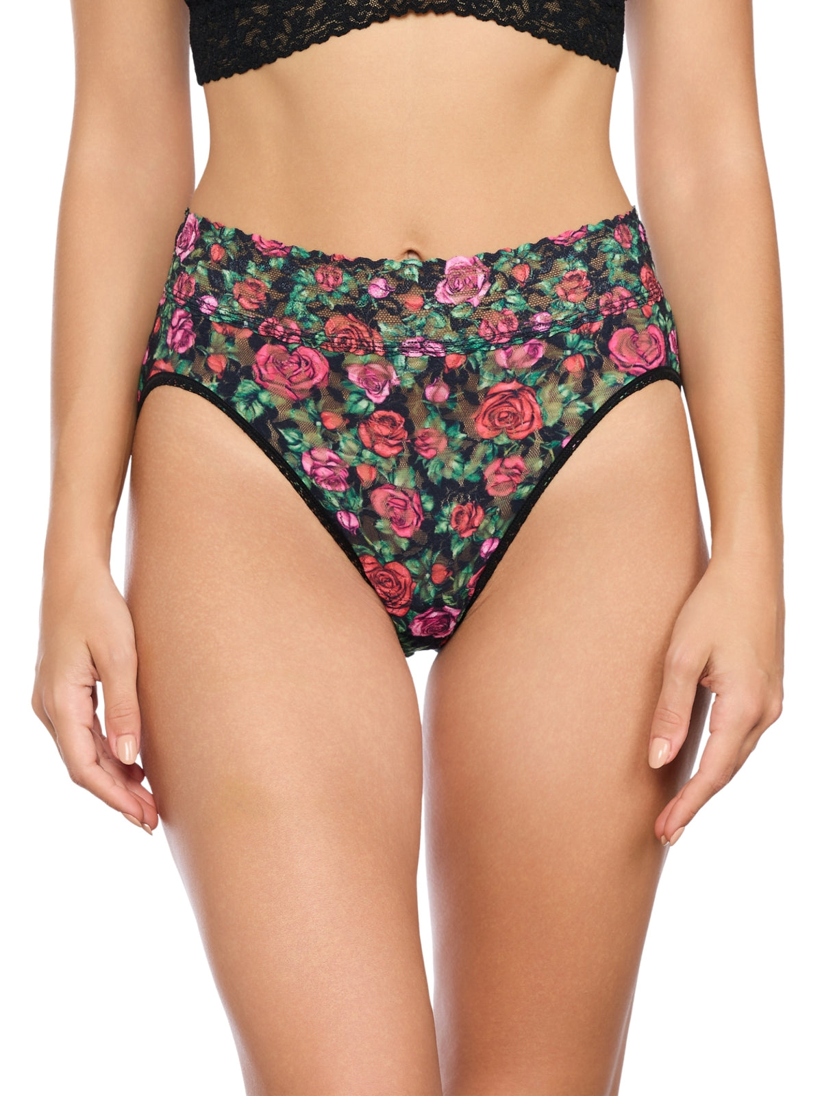 Printed Signature Lace® French Brief Bed of Roses Black