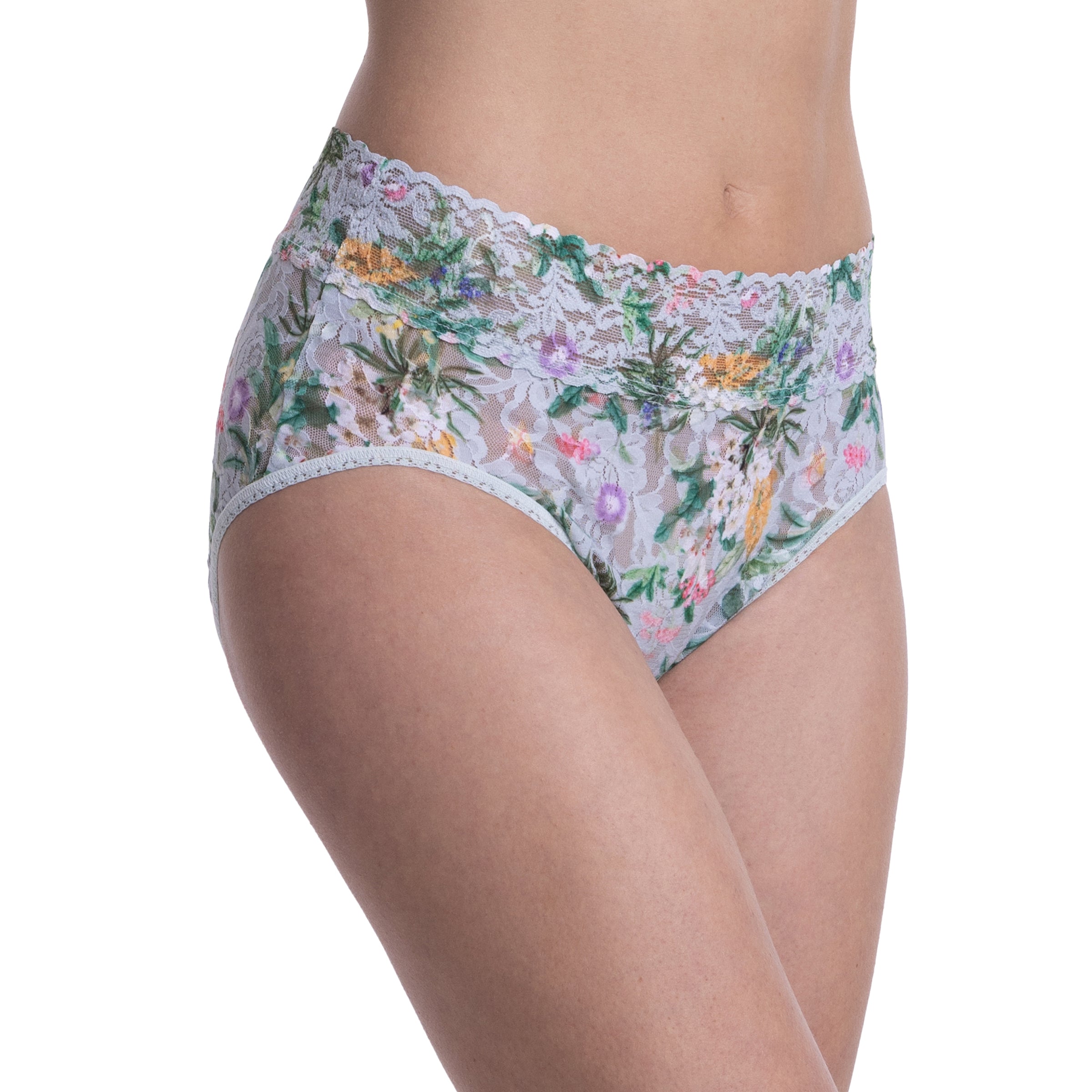 Floriculture Printed Signature Lace® French Brief - Side Profile on Model, floral lace panty | Hanky Panky