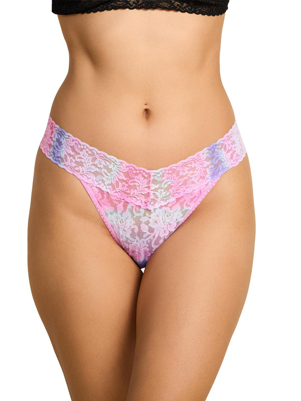 Multicolored lace underwear on a white background