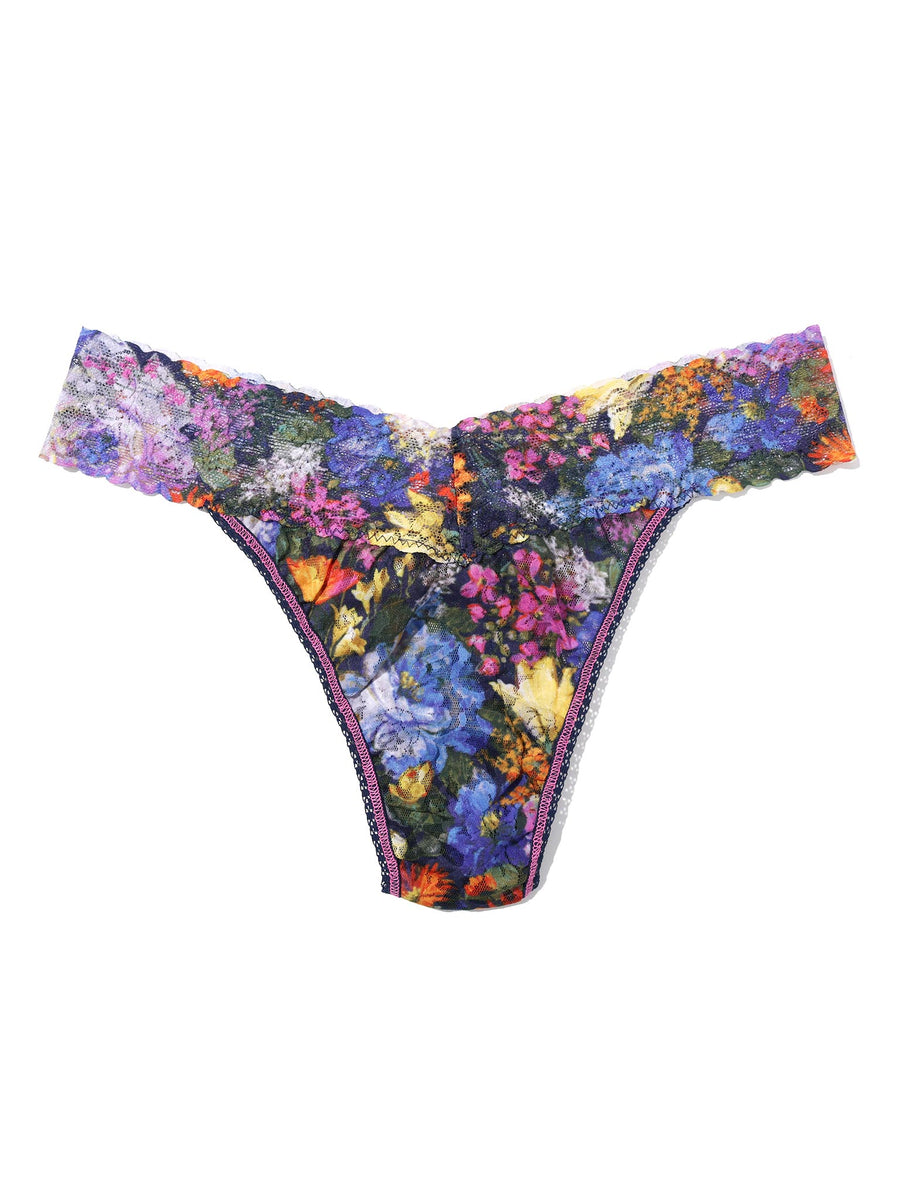 Impressionist Floral Print Signature Lace® Original Rise Thong - Flat Lay Front, Multicolor | Hanky Panky