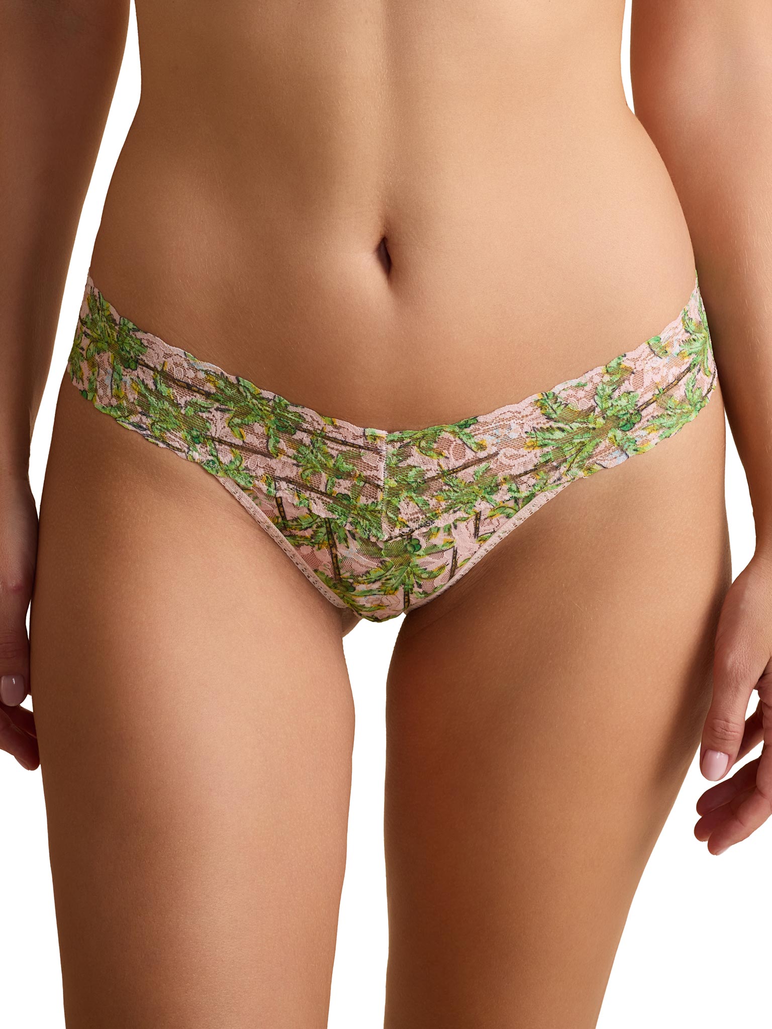 Floral-patterned bikini bottom on a white background