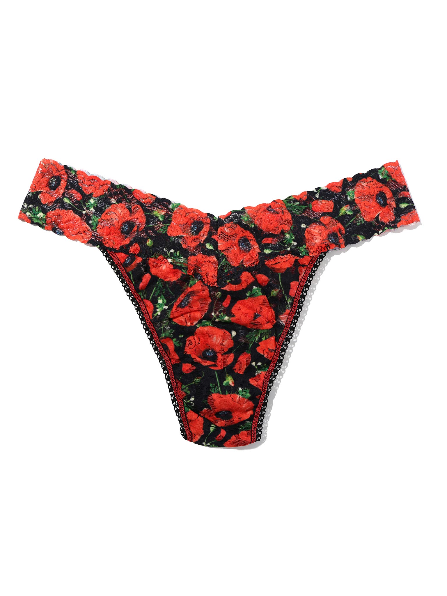 Printed Signature Lace® Original Rise Thong Poppy Holiday - Red/Black Sale