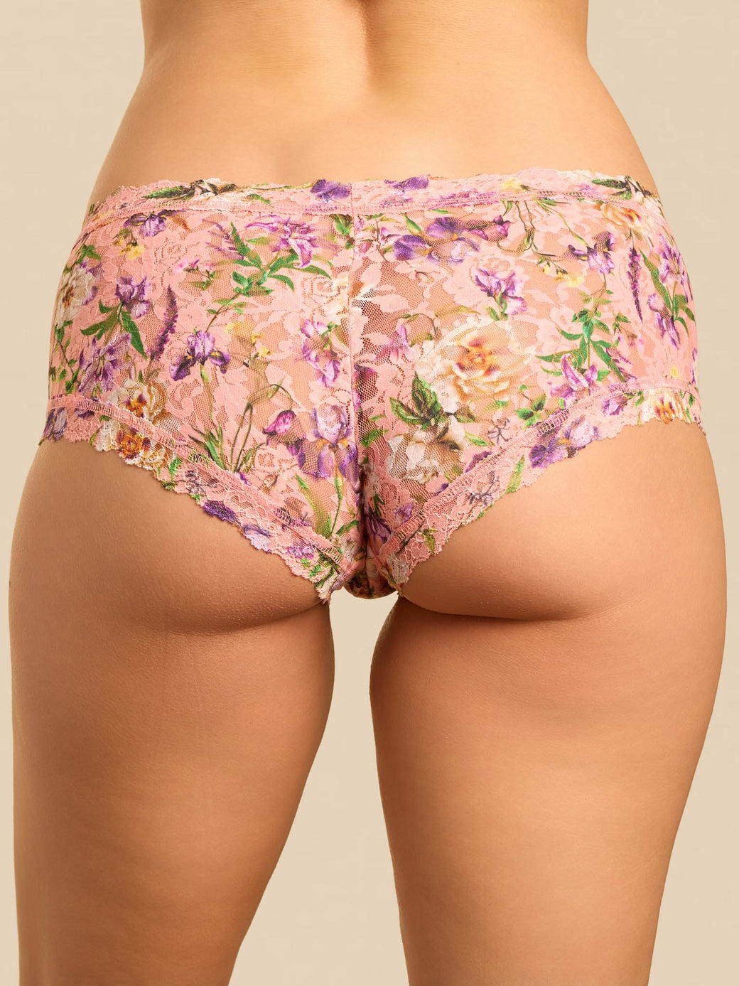 Floral-patterned underwear on a plain background