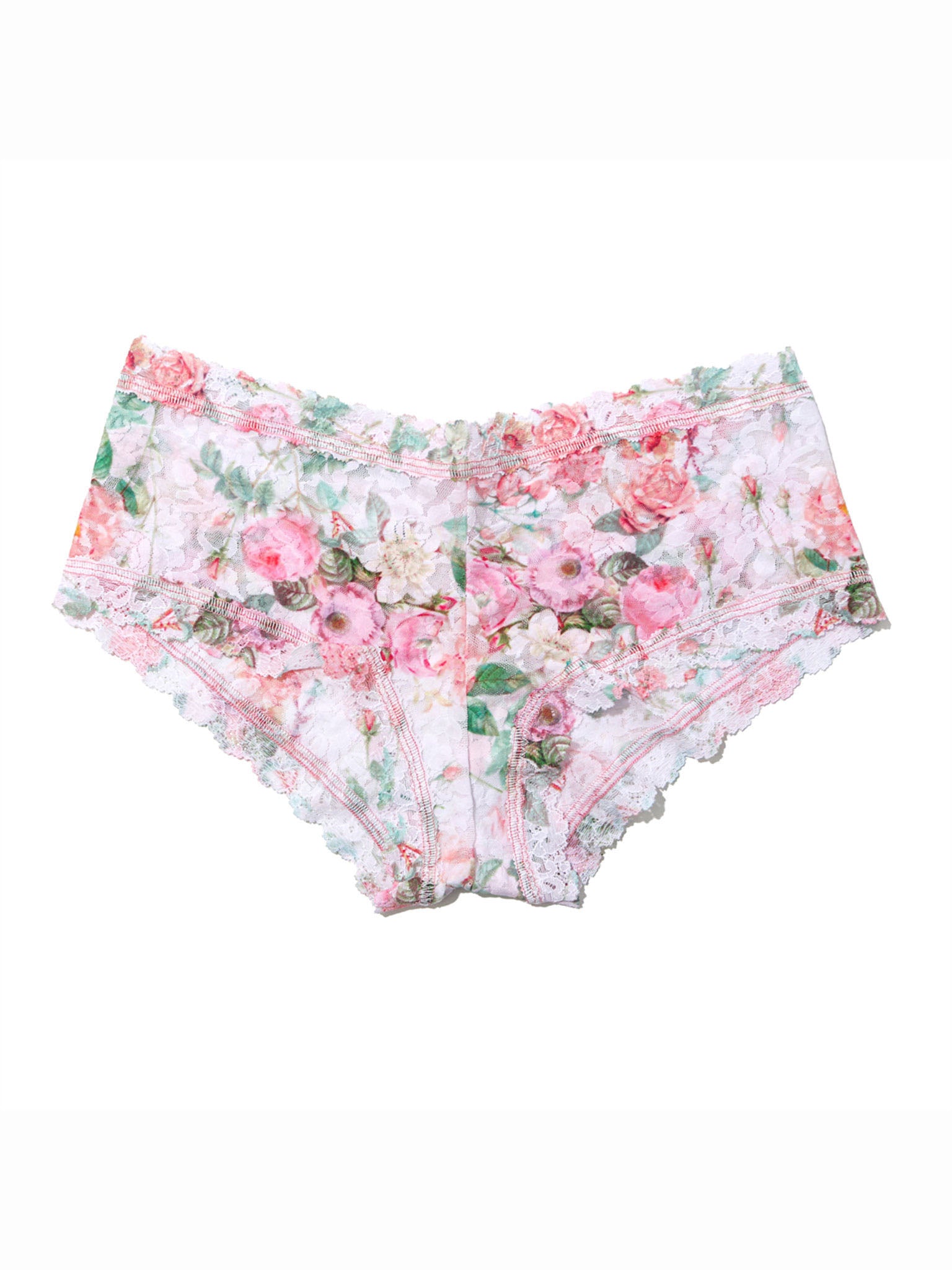 Rococo Rose Pink Printed Signature Lace® Boyshort - Flat Lay Detail | Hanky Panky