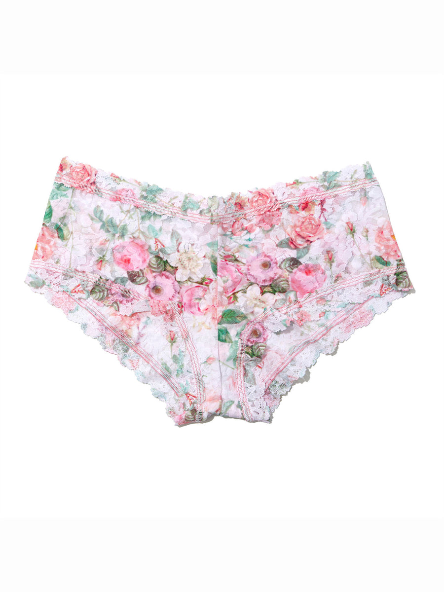 Rococo Rose Pink Printed Signature Lace® Boyshort - Flat Lay Detail | Hanky Panky