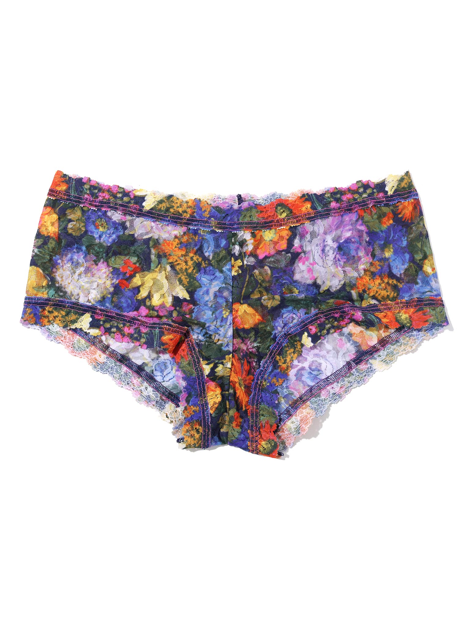 Impressionist Floral Print Signature Lace® Boyshort - Flat Lay Front Detail | Hanky Panky