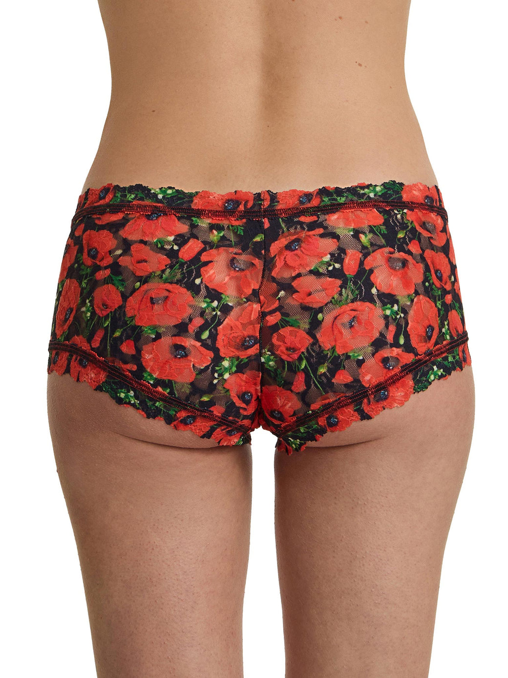 Printed Signature Lace® Boyshort Poppy Holiday - Red/Black