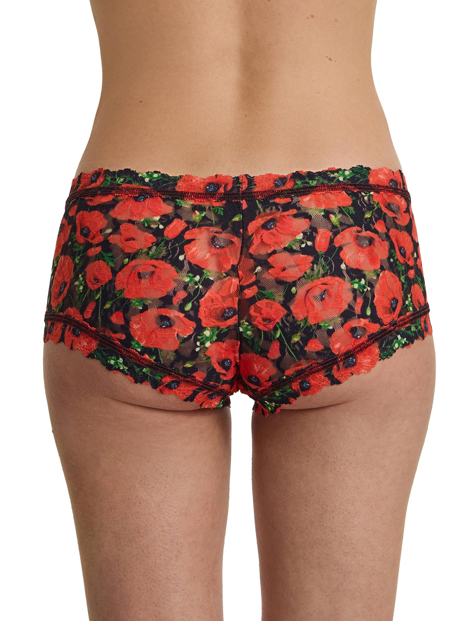Printed Signature Lace® Boyshort Poppy Holiday - Red/Black