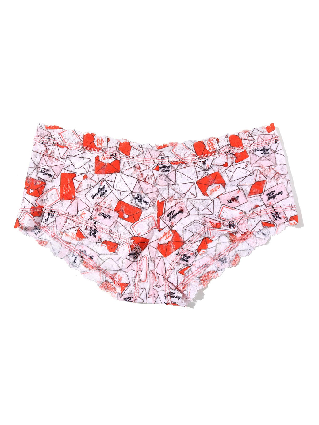 Printed Signature Lace® Boyshort With Love Red/Pink