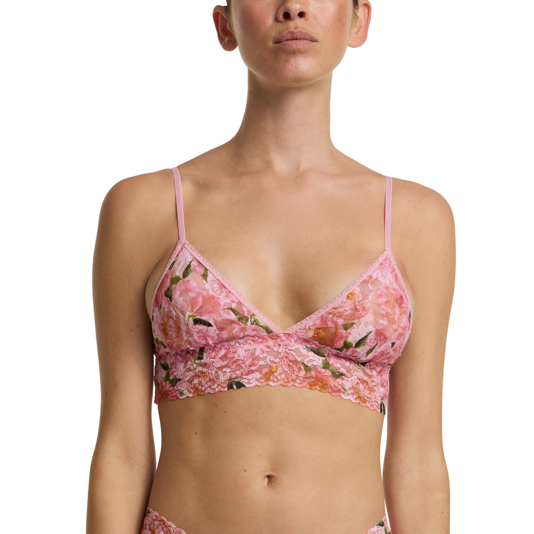Printed Signature Lace® Padded Triangle Bralette Dancing Petals Pink