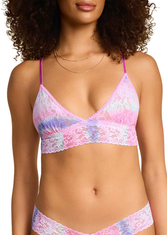 Rem Pink printed Signature Lace® padded triangle bralette - Front View | Hanky Panky