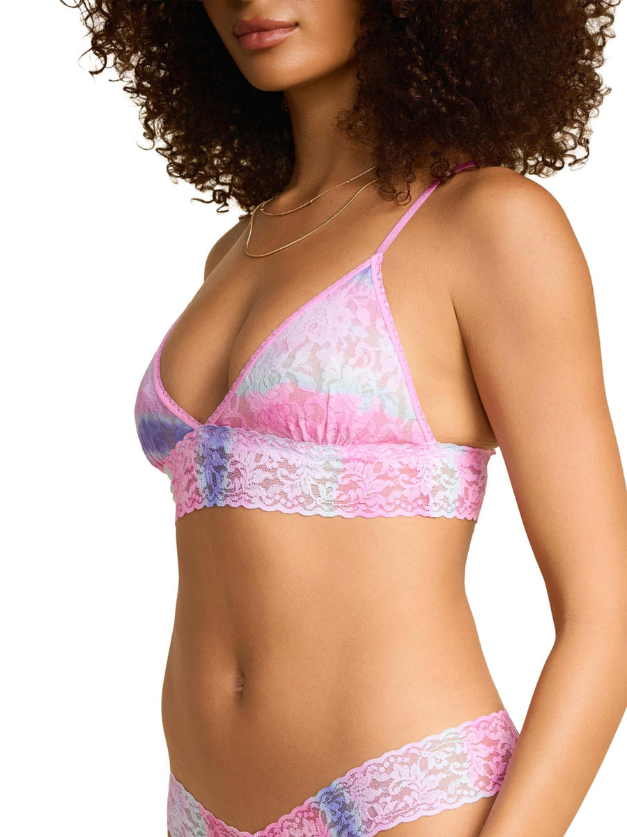 Rem Pink printed Signature Lace® padded triangle bralette - Side View | Hanky Panky
