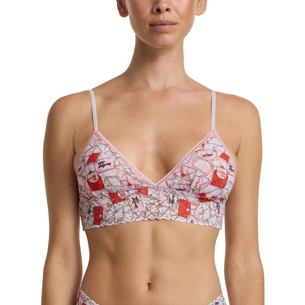 Printed Signature Lace® Padded Triangle Bralette With Love Red/Pink Sale