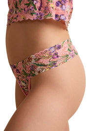 4911® Printed Signature Lace® Low Rise Thong Fawning Flora Coral Pink