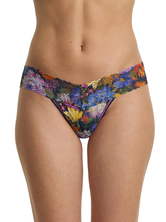 Printed Signature Lace® Low Rise Thong Impressionist Floral Print - Front View On Model | Hanky Panky
