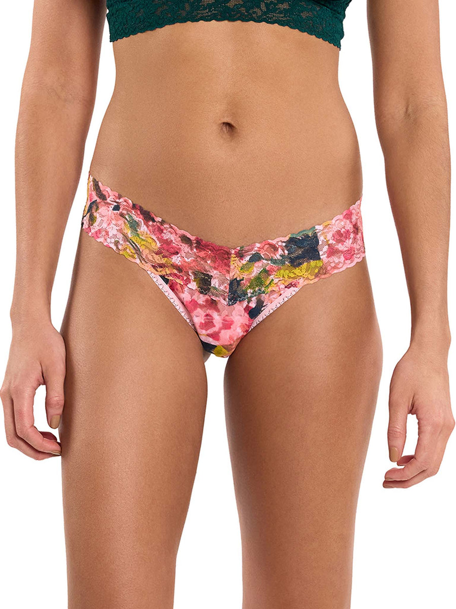 Floral Masterpiece printed Signature Lace® Low Rise Thong, front view on model | Hanky Panky