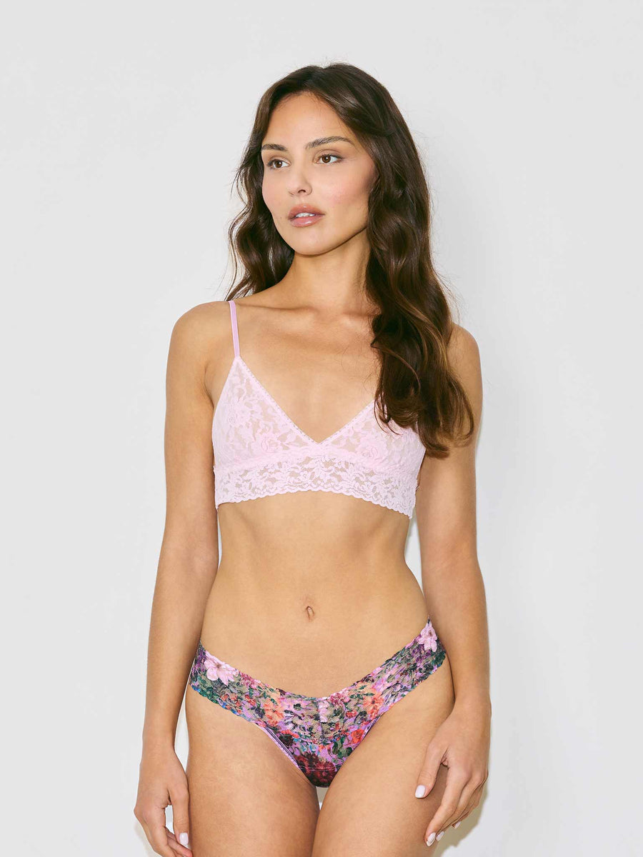 Printed Signature Lace® Low Rise Thong Perennial Purple Floral
