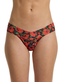 Red floral poppy patterned underwear on a white background