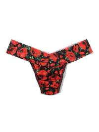 4911® Printed Signature Lace® Low Rise Thong Poppy Holiday - Red/Black