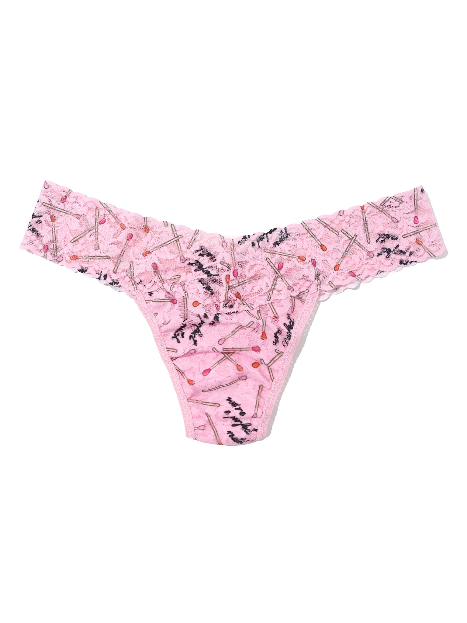 Pink bikini bottom with graphic design on a white background