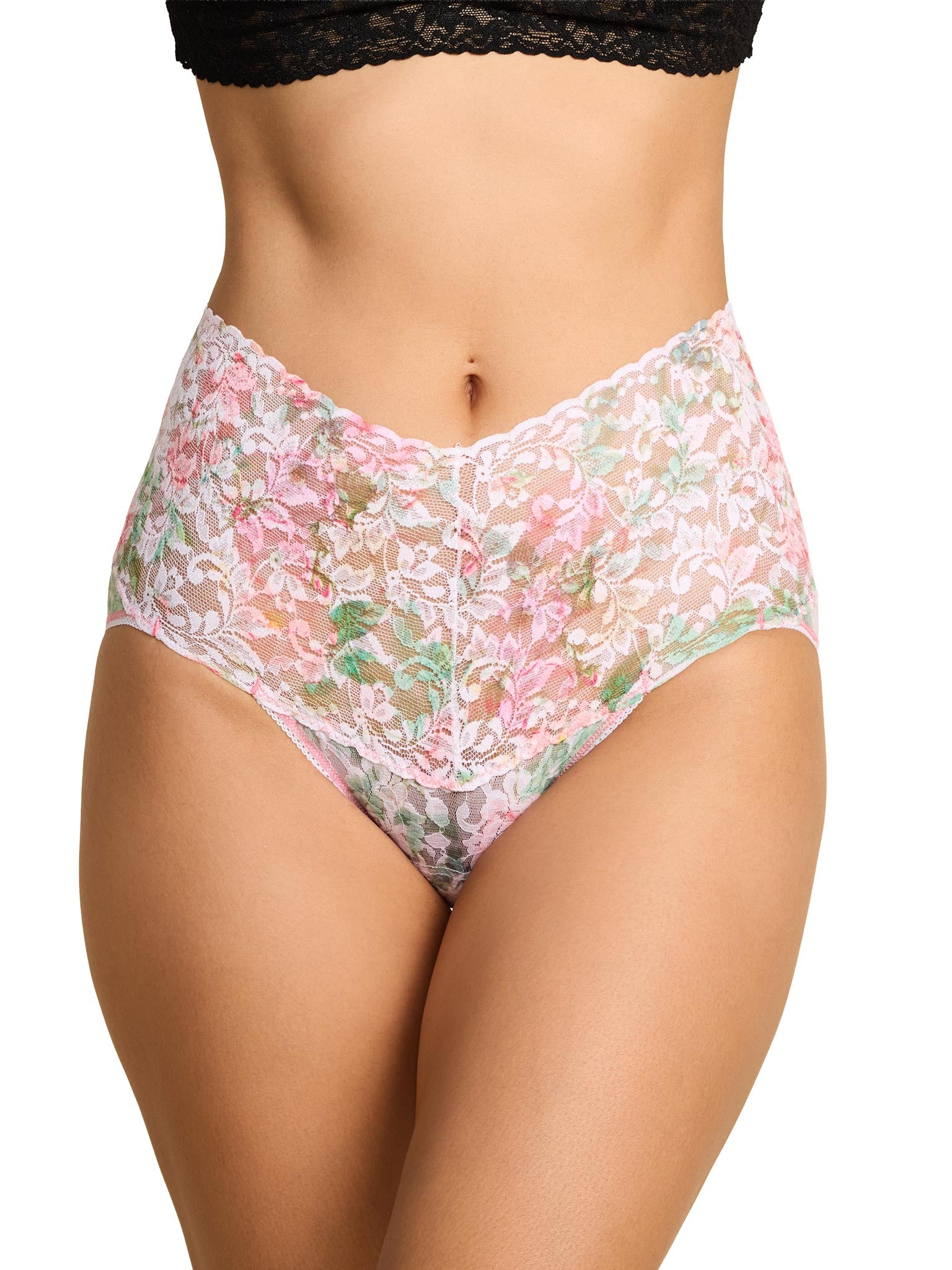 Floral lace underwear on a white background