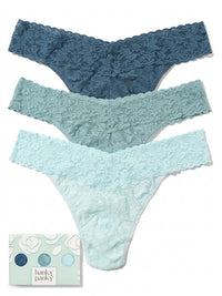 3 Pack Signature Lace® Original Rise Thongs Storm Cloud Blue/ Duck Egg/ Celeste Blue