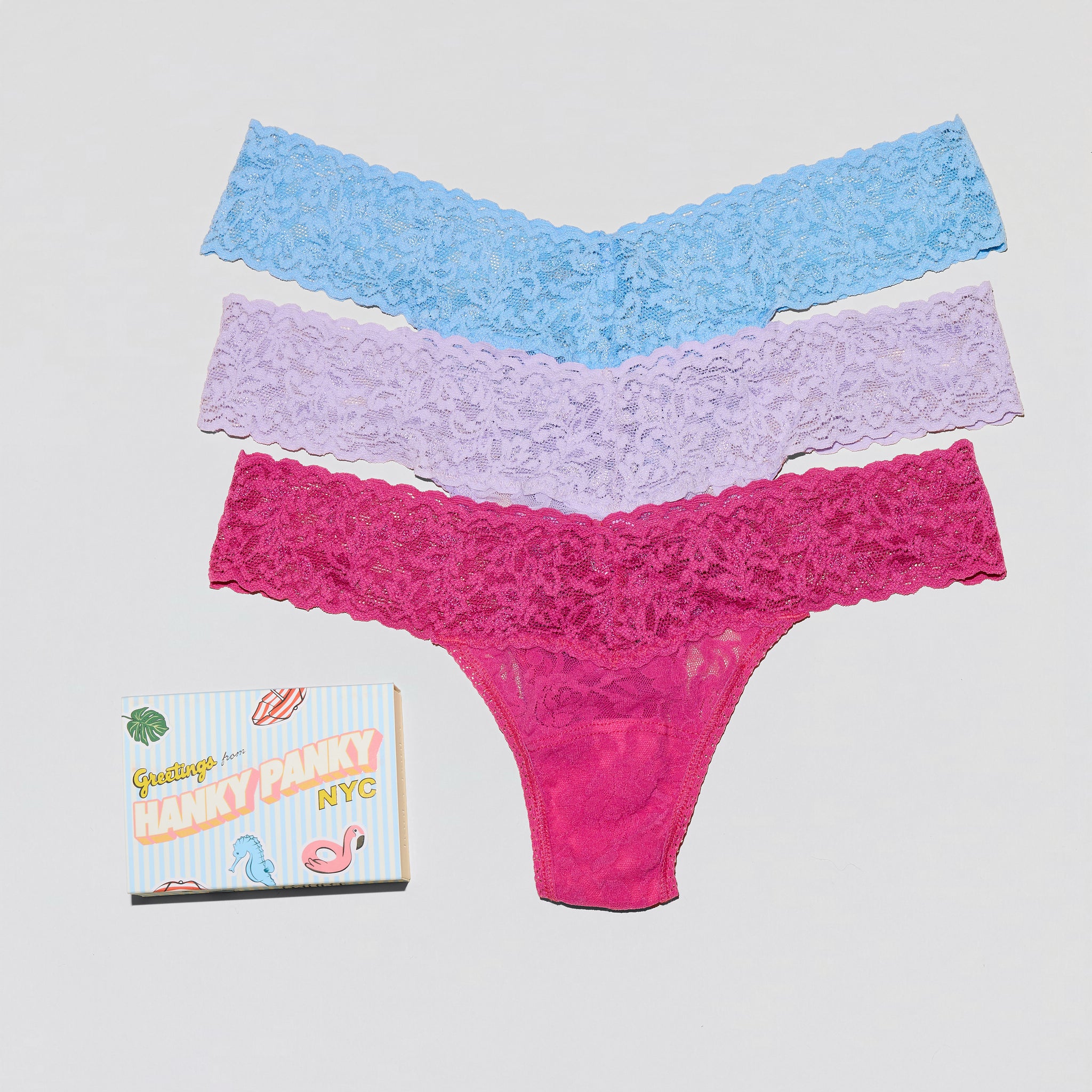 Signature Lace® Original Rise Matchbox 3 Pack Pastel Punch (Partly Cloudy Blue, Lavender Purple & Dragon Fruit Pink)
