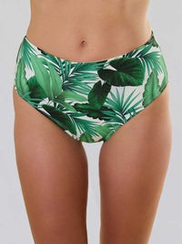 Swim High Rise Bottom Stay Floral Palm Tree Green